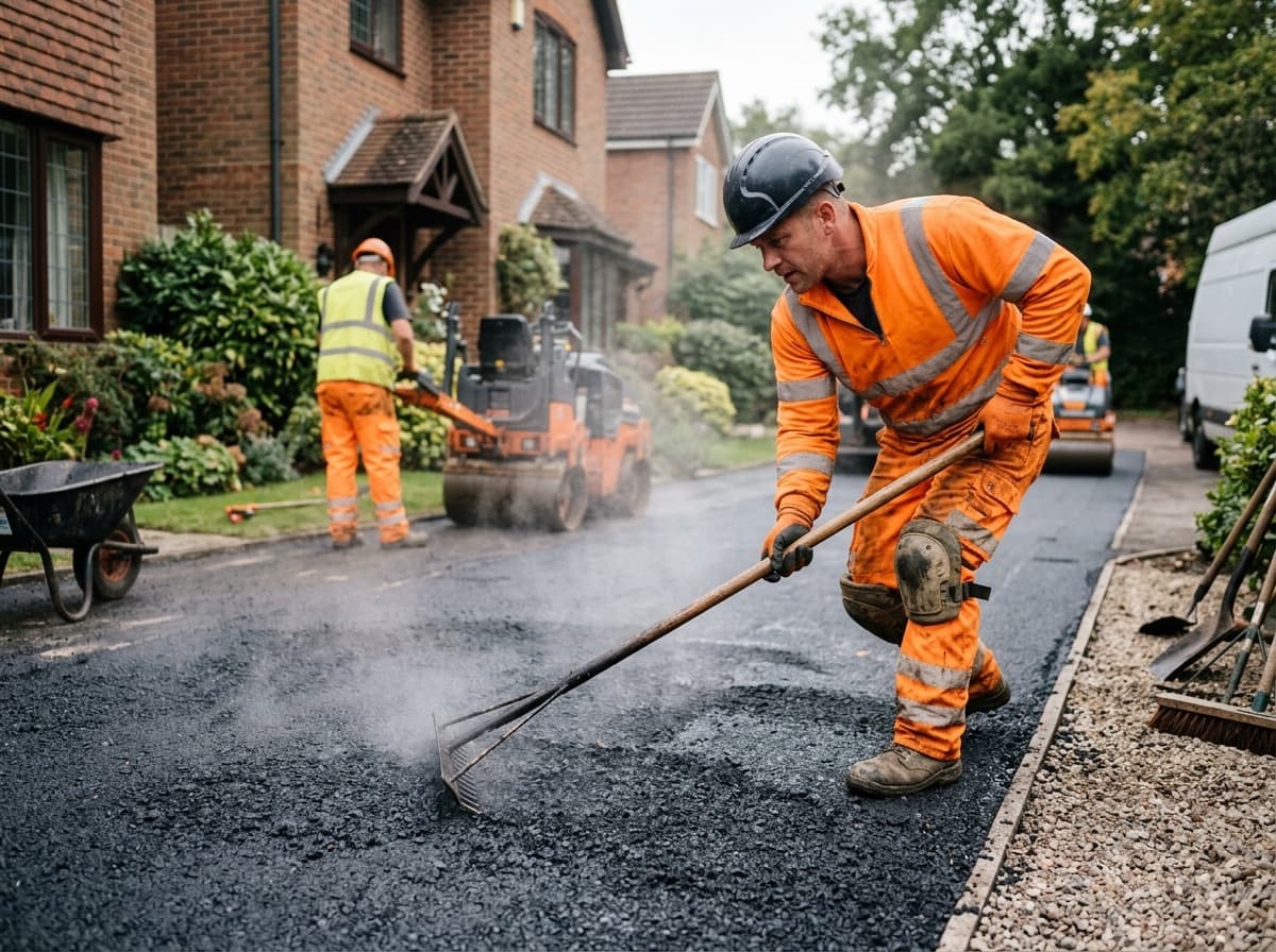 Our team laying a new tarmac driveway